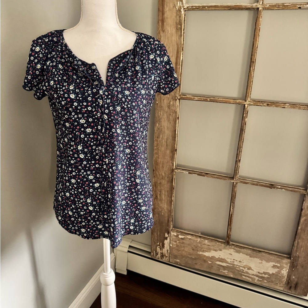 Simple Fun Navy Floral Women's Blouse